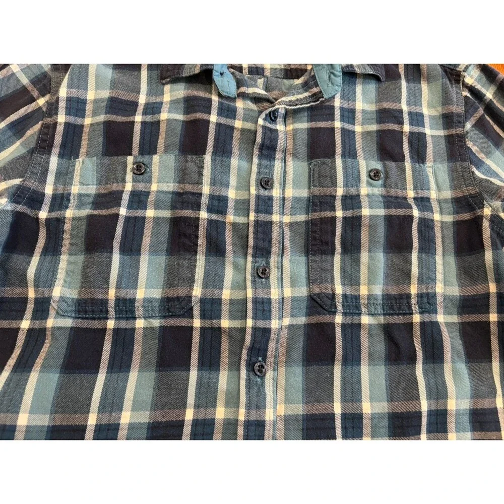 The North Face Shirt Men's Medium Blue Flannel Plaid Long Sleeve Button Front